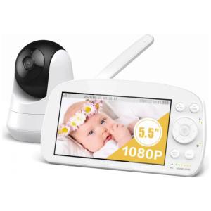 Babá Eletrônica com Tela Dividida, 2 Vias de Conversa, Modo Vox, Alcance de 300 Metros, HiPP, Branca