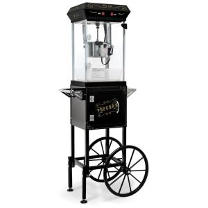 Pipoqueira Retro 170g com Carrinho, Acessórios, Estilo Cinema, Ideal para Casa, Festa, Parque, Preto,Wiilayok