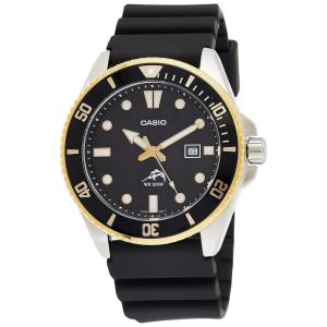 Relógio Masculino Analógico Diver de Quartzo em Aço Inoxidável, Pulseira de Resina, CASIO MDV106G 1AV, Preto