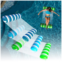 Boia Inflável BLOFUN Azul/Verde/Cinza 4 em 1 Hammock e Cadeira de Piscina Kit com 3 Unidades