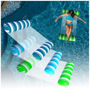 Boia flutuante inflavel Blofun azul cinza e verde 4 em 1 vinil e tela hammock 115cm x 68cm kit com 3 unidades com bomba