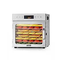 Desidratador de Alimentos VEVOR Prata 8 Bandejas Aço Inoxidável 400W Timer 24h 120V