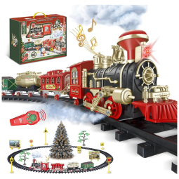 Conjunto de Trenzinho de Brinquedo com Vapor, Controle Remoto e Dinossauros para Crianças de 3 a 8 anos, JUQU, Verde