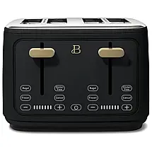 Torradeira elétrica Beautiful 4 fatias preta com display digital touch, ranhuras largas autoajustáveis, controle de tostagem, 1800W, 110V