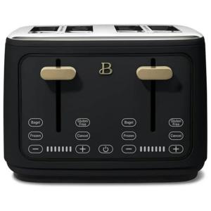 Torradeira elétrica Beautiful 4 fatias preta com display digital touch, ranhuras largas autoajustáveis, controle de tostagem, 1800W, 110V