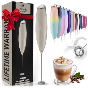 Espumador de Leite Elétrico Portátil para Café com Motor de Titânio e Alça Ergonômica, Cinza