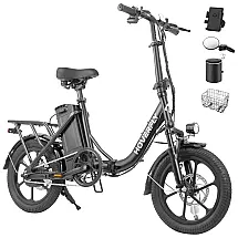 Bicicleta Elétrica Dobrável Hoverfly, 500W de Pico, 25 km/h, 45 km de Alcance, Rodas 16", Bateria Removível, Suspensão Dupla, Freios a Disco