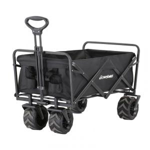 Carrinho Dobrável para Camping e Jardim com Rodas para todos os Terrenos, Capacidade 160kg, EchoSmile, Preto