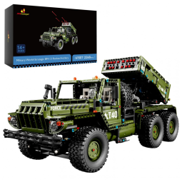 Kit de Construção Tanque Militar Artilharia de Foguete com 2268 Peças, JMBricklayer, Verde