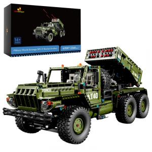Kit de Construção Tanque Militar Artilharia de Foguete com 2268 Peças, JMBricklayer, Verde