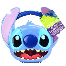 Kit de Criatividade Disney Stitch com Giz de Cera Vibrante, Almofada de Tinta e Carimbos para Crianças a Partir de 3 Anos, Tara Toy, Azul