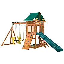 Playground Infantil com Planador para 2 Pessoas, 2 Balanços de Cinto, Escorregador, Binóculos, Volante do Capitão e Telescópio