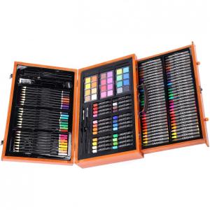 Kit de Pintura Cyllde com 139 Peças e Caixa de madeira Portátil, Marrom