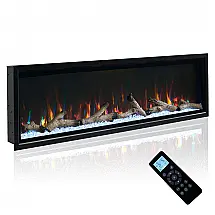 Lareira Elétrica Unineo 127x43cm 1500W Moldura Alumínio Chamas 3D Embutir 110V