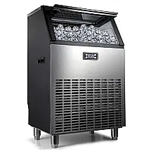Máquina de Gelo Profissional Produz 122KG em 24H, Aço Inoxidável, 110V, COOLLIFE HZB 20, Cinza Escuro