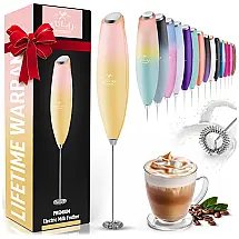 Espumador de Leite Elétrico Portátil para Café com Motor de Titânio e Alça Ergonômica, Laranja