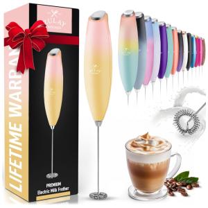 Espumador de Leite Elétrico Portátil para Café com Motor de Titânio e Alça Ergonômica, Laranja