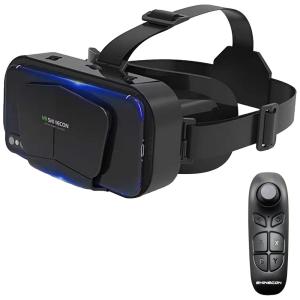 UYGHHK Óculos de Realidade Virtual 3D com Fones de Ouvido e Controle Remoto para Celulares de até , Azul