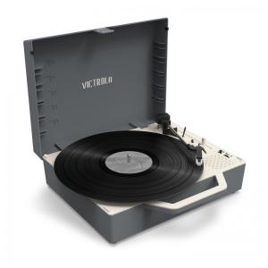 Toca Discos 3 Velocidades, Mesa Giratória Bluetooth Acionada por Correia e Radiador de Graves Integrado, Victrola Re Spin, Cinza