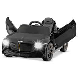 Carro Elétrico Infantil a Bateria com Controle Remoto, Portas de Tesoura, Luzes e Efeitos Sonoros, 12V, Costzon, Preto