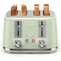 Torradeira Retro de 4 Fatias com 6 Níveis de Tostagem, Aço Inoxidável, 110V 1500W, Longdeem, Verde