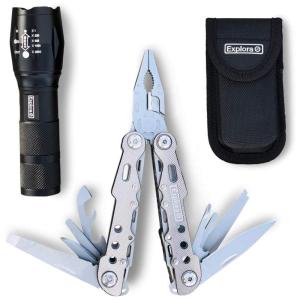 Alicate Multifuncional 5 em 1, Aço, EXPLORA TRAVEL GEAR, Prateado
