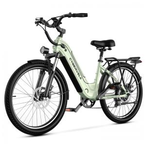 Bicicleta Elétrica Cybervelo EK7 1000W, 128 km de autonomia, suspensão ajustável, tela LCD, 26", verde