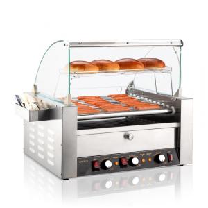 Máquina para Cachorro Quente 11 Rolos até 30 Salsichas com Luz LED, Controle de Temperatura Duplo e Aquecedor de Pão, 110V 2000W, ROVSUN