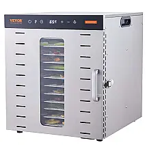 Desidratador de Alimentos VEVOR 10 Bandejas Prata 1000W com Timer e Temperatura Ajustáveis 240V