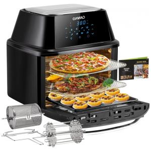 Fritadeira Elétrica AirFryer 17L de Capacidade com Painel de Controle Digital e 8 Predefinições, 1800W, 110v, OMMO, Preto