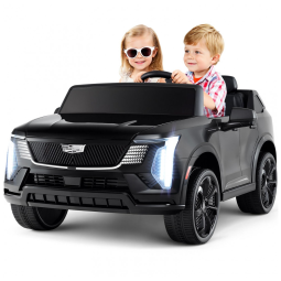 Carro Elétrico Infantil Licenciado Costzon Cadillac 24V 2 Lugares, Controle Remoto, Suspensão 4 Rodas, Música, Luzes LED, Preto