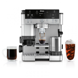 Cafeteira Ninja Luxe 3 em 1 com Moedor Integrado, Espumador de Leite e Assistente para Preparo de Espresso ES601 em Aço Inoxidável