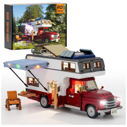 Kit de Construção Van de Campista 1741 Peças, para Crianças a Partir de 8 Anos, FUNWHOLE, Branca e Vermelha