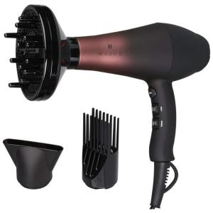 Secador de Cabelo Profissional Iônico com Difusor, 1875W, WAZOR, Preto