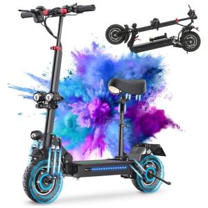 Scooter Elétrica para Adultos até 136 kg, Velocidade Máxima de 56 km/h e Alcance de 72 km com Sistema de Suspensão 6X, Iluminação de 360°