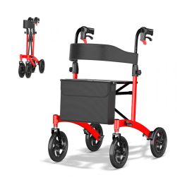 Andador Nihhcune para Idosos, Rollator Dobrável com Assento e Rodas Todas as Terrenos, Altura Ajustável em 6 Níveis, Leve e Confortável