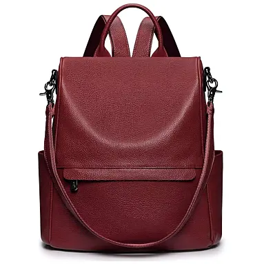 Mochila Feminina de Couro Vermelho