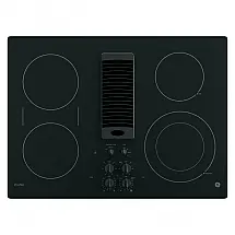 Cooktop elétrico de embutir 76 cm GE Profile preto vitrocerâmico 4 zonas radiantes exaustão embutida downdraft 9000W 240V
