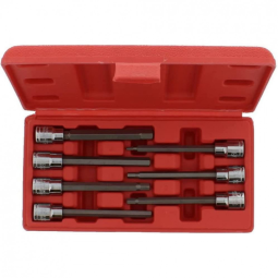 Ferramenta Automotiva Soquete Padrão SAE Extralongos ABN 7 Peças Unidade Hexagonal