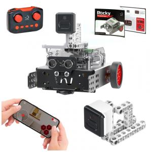 Kit STEM WhalesBot Rocky Smart Robot Car com Câmera FPV – Robô Programável com Scratch/Python/C e Controle Remoto, 8–16 anos
