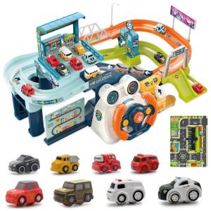 Pista de Corrida com Volante Interativa com Sons Divertidos, Inclui 8 Carros, Fistone.