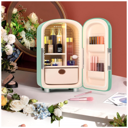 Mini Geladeira para Skincare H HUKOER Retrô 12 Litros, 110V, 12V, Verde