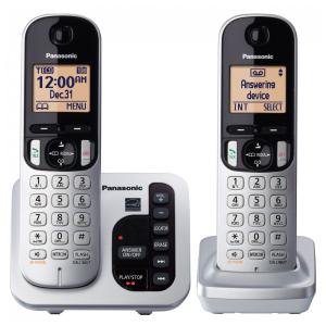Telefone sem fio Expansível com Secretária Eletrônica e Identificador de Chamadas, 2 Aparelhos, Panasonic DECT 6.0