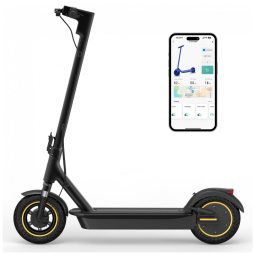 Patinete Elétrico MAXSHOT Preto/Amarelo Motor 500W Pneu 25cm Suspensão Dupla Dobrável APP V1MAX