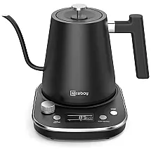 Chaleira Elétrica 800mL em Aço Inoxidável com Display LED e Desligamento Automático, 1200W, 110v, NICEBAY, Preto
