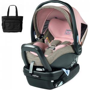 Cadeira de Bebê para Carro Peg Perego com Base e Bolsa de Fraldas Inclui dás, Peso Recomendado 1,8 a 15 kg, Rosa