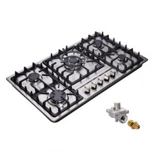Cooktop a gás 86cm Deli-mate inox 5 queimadores selados 42718BTU dual fuel GN/GLP acendimento elétrico 110V