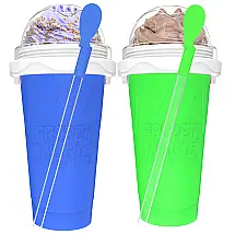 Jairuty Kit 2 Copos Mágicos para Slushie 350ml - Faça Milk Shakes e Sorvetes Caseiros Rápido - Azul e Verde
