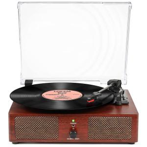 Udreamer UD001 Vitrola, Toca Discos Retro 3 Velocidades com Bluetooth e AUX, Marrom
