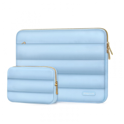 Case para Notebook 15 a 16 polegadas MOSISO Air Blue Capa Puffy Poliéster Bolsa Horizontal Estojo Compatível MacBook HP Dell ASUS Acer